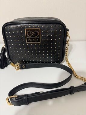 Itzy Ritzy Black Crossbody with Gold Studs and Chain
